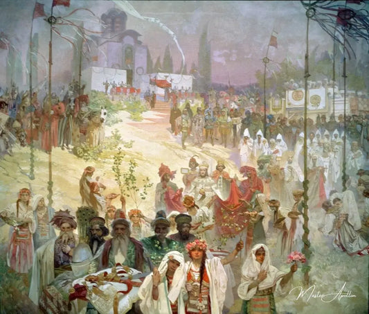 Le couronnement du tsar serbe Stefan Dusan comme empereur romain d'Orient - Mucha - Reproductions de tableaux et peintures haut de gamme