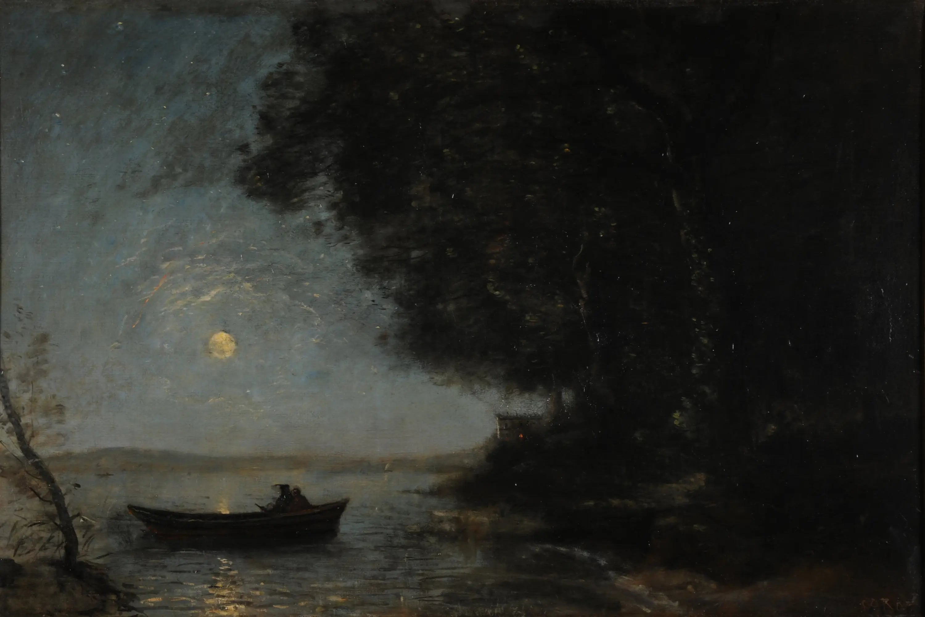 Le lac effet de nuit - Jean-Baptiste Camille Corot - Alpha Reproduction