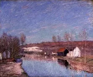 Le Loing et le coteau de Saint-Nicaise - après-midi de février - Alfred Sisley image 1 tableau peint à l’huile sur toile