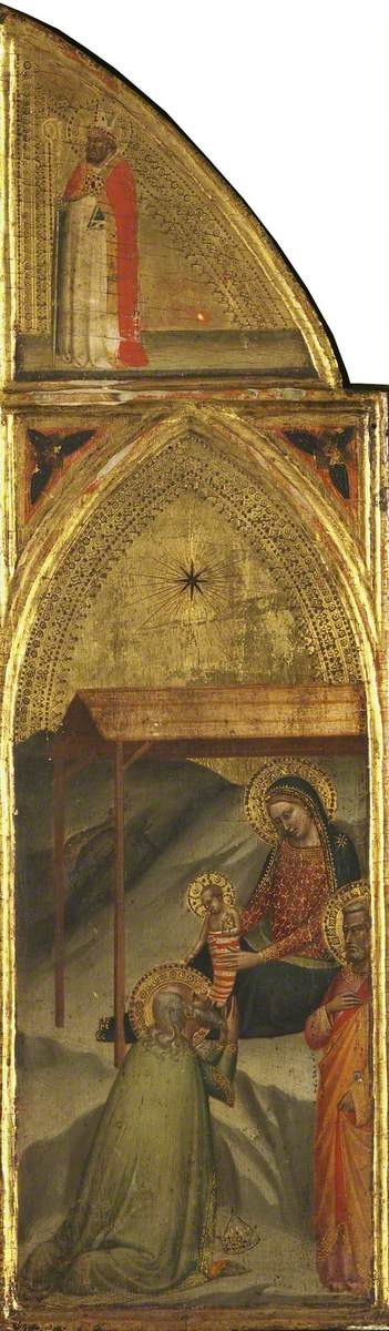 아기 예수님을 숭배하는 마법사와 주교 (트립티크, 오른쪽 패널) (뒷면) - 베르나르도 다디