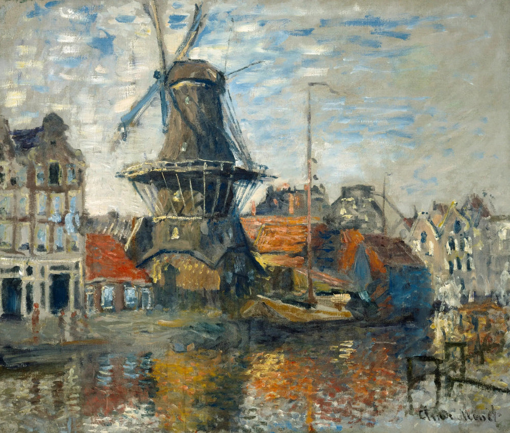 Le moulin à vent sur le gracht Onbekende, Amsterdam - Claude Monet image 1 tableau peint à l’huile sur toile