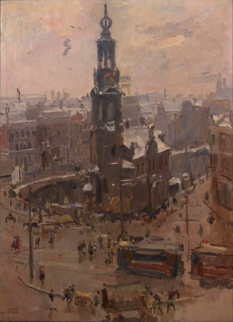 Le Munt à Amsterdam en hiver - Isaac Israëls image 1 reproduction de peinture à l’huile