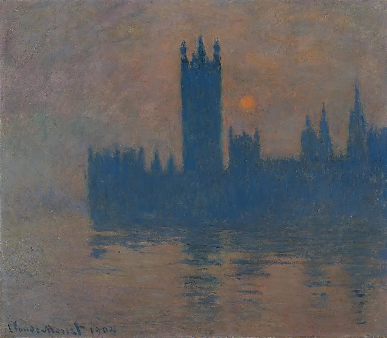 Reproduction du tableau « Le Parlement, coucher de soleil - Claude Monet » par Alpha Reproduction en peinture à l’huile