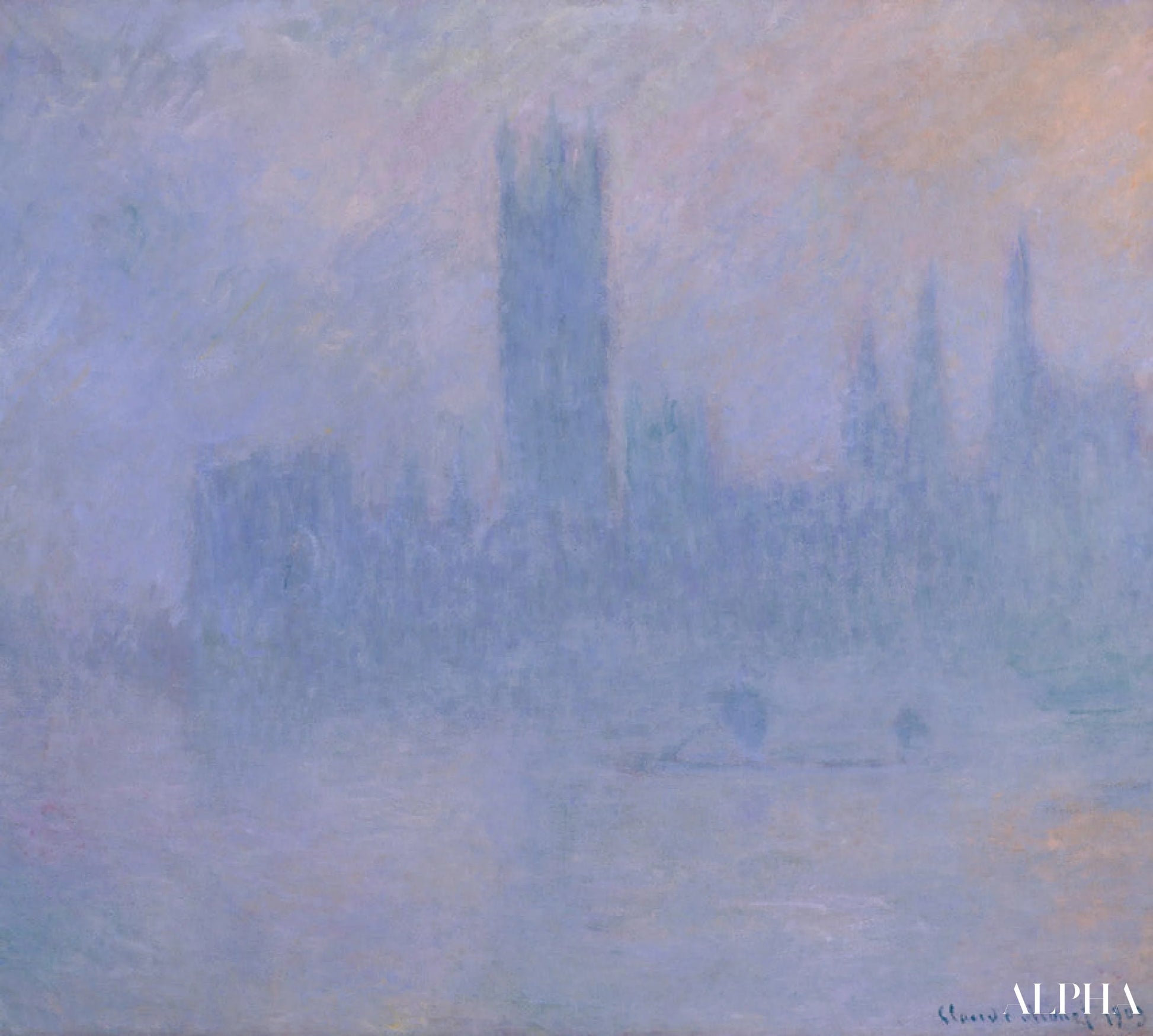 Le Parlement dans le Brouillard (W 1601) - Claude Monet - Reproductions de tableaux et peintures haut de gamme