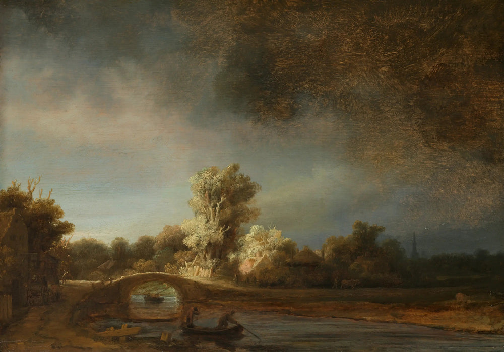 Le Pont de pierre - Rembrandt image 1 copie peinte à la main à l’huile
