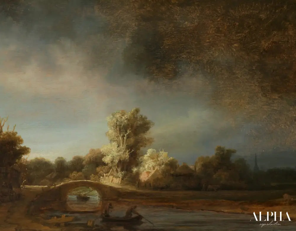 Le Pont de pierre - Rembrandt van Rijn - Reproductions de tableaux et peintures haut de gamme