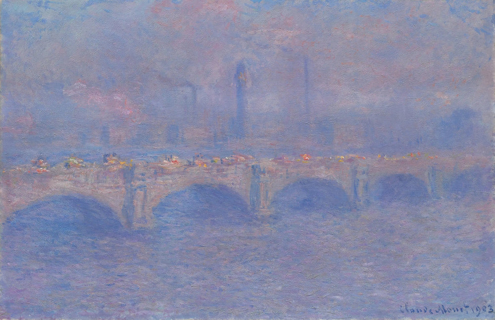 Le pont de Waterloo, l'effet de la lumière du soleil - Claude Monet image 1 copie de tableau peinte à la main