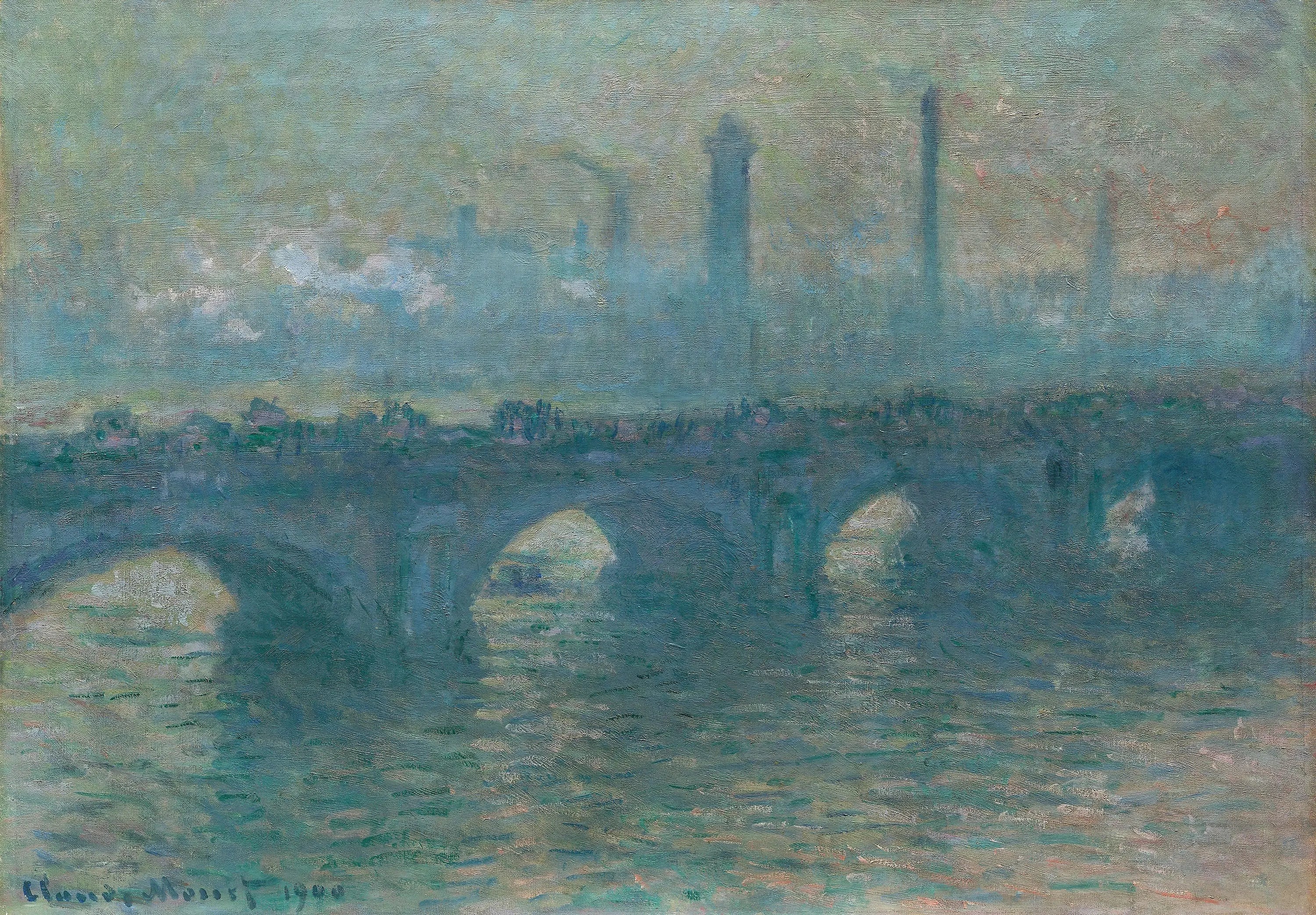 Le pont de Waterloo, météo grise - Claude Monet image 1 copie peinte à la main à l’huile