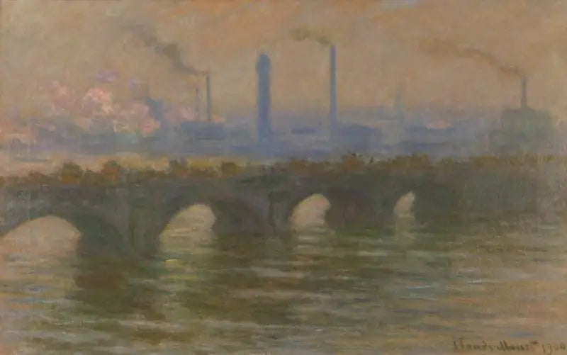 Le pont de Waterloo, météo nuageuse - Claude Monet image 1 copie peinte à la main à l’huile
