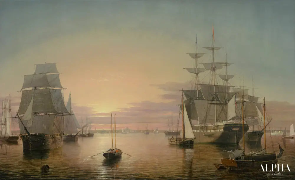 Le port de Boston au coucher du soleil, 1850 - Fitz Henry Lane - Reproductions de tableaux et peintures haut de gamme