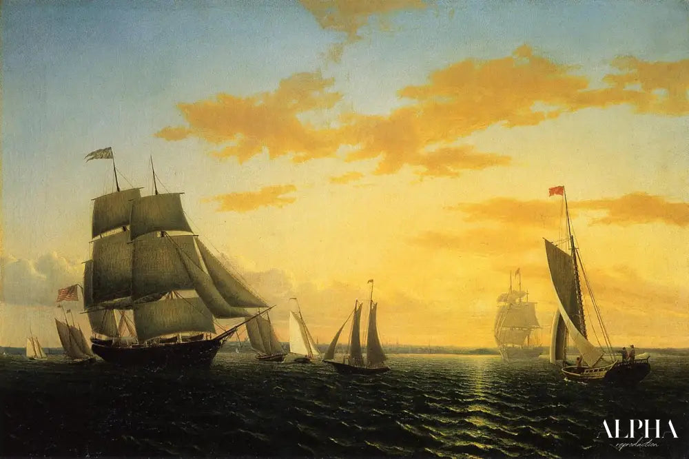 Le port de New Bedford au coucher du soleil - William Bradford - Reproductions de tableaux et peintures haut de gamme