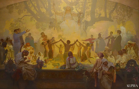 Le serment d'Omladina sous le tilleul slave - Mucha - Reproductions de tableaux et peintures haut de gamme