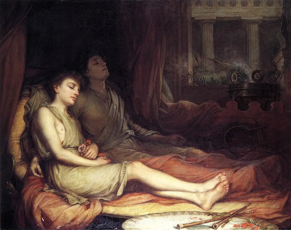 Le sommeil et la mort de son demi-frère - John William Waterhouse image 1 copie peinte à la main à l’huile