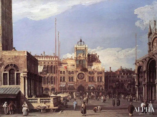 Le Tour d'horloge sur la Piazza s le. Marco - Giovanni Antonio Canal - Reproductions de tableaux et peintures haut de gamme