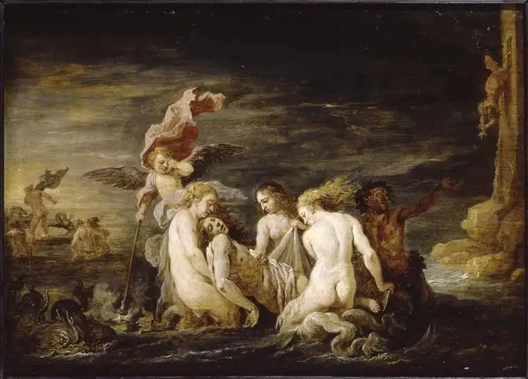 레앙드르가 네레이드에 의해 발견된 익사자 - 다비드 테니에르 르 쥬네

Source:
Léandre noyé retrouvé par les Néréides - David Teniers le Jeune