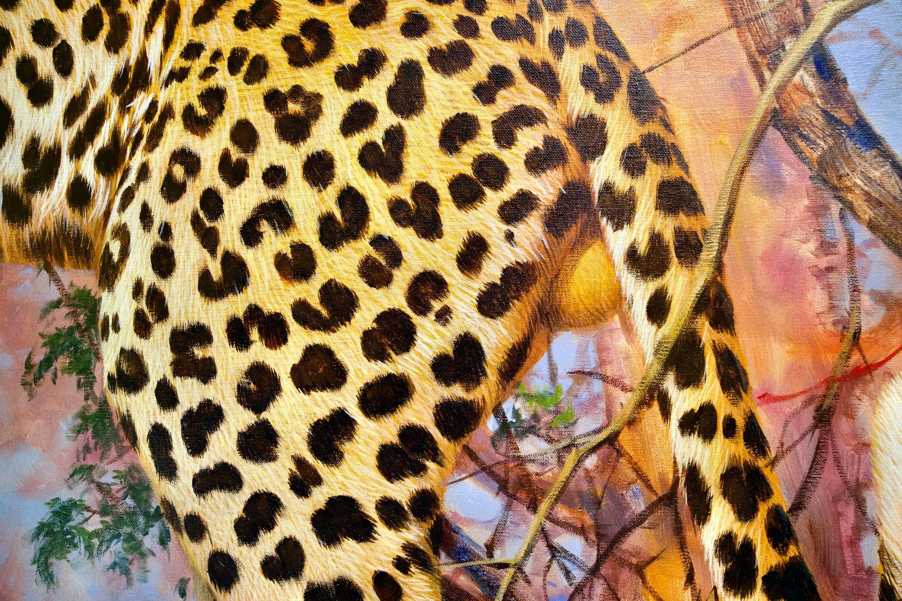 Léopard dans un arbre | 150 x 100 cm image 9 copie de tableau peinte à la main