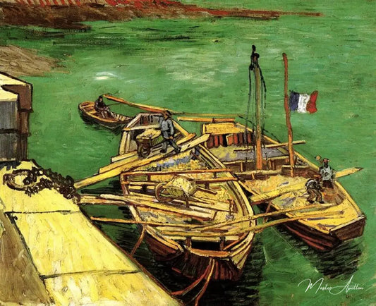 Les bateaux amarrés - Van Gogh - Reproductions de tableaux et peintures haut de gamme