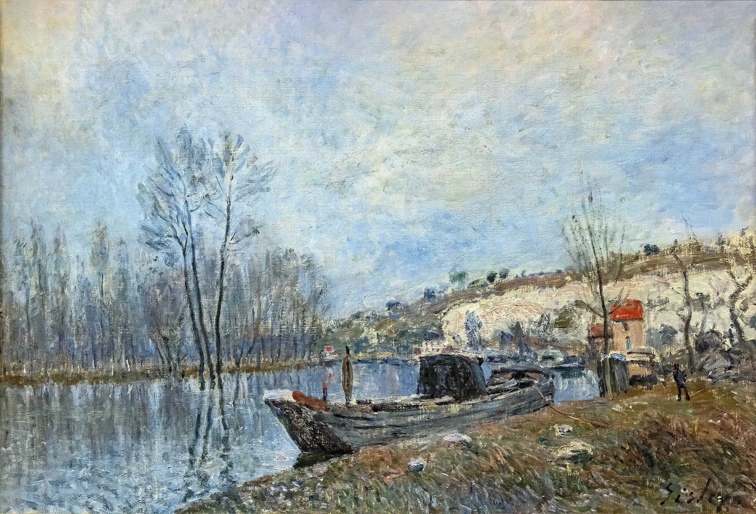 Les Bords du Loing vers Moret - Alfred Sisley image 1 copie peinte à la main à l’huile