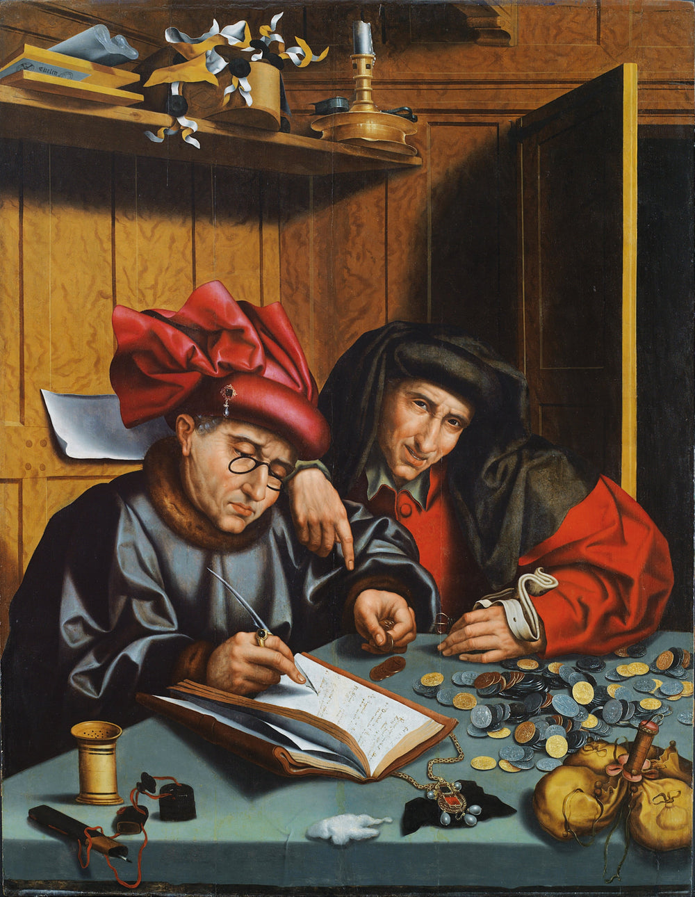 Les Changeurs d'argent - Marinus van Reymerswale image 1 copie de tableau peinte à la main