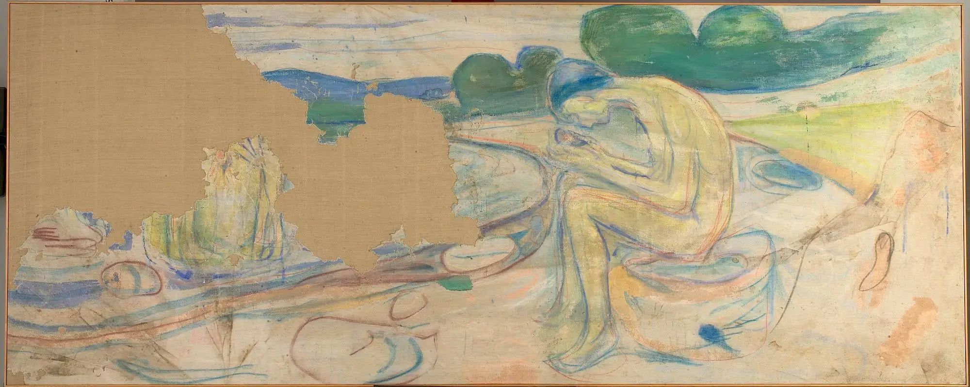 Reproduction du tableau « Les Chercheurs : étude pour un garçon assis - Edvard Munch » par Alpha Reproduction en peinture à l’huile