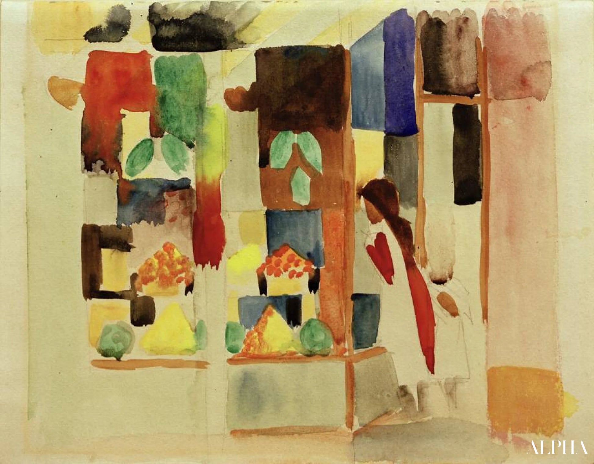 야채 가게 아이들 I - August Macke - 고급 그림 및 회화 복제본