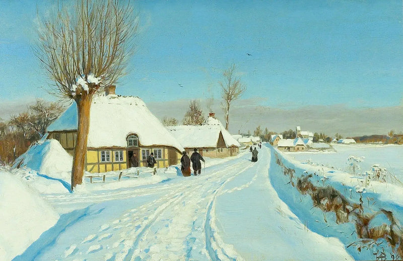 성도들은 크리스마스 아침에 교회로 향합니다. - H. A. Brendekilde

Source:
Les fidèles se dirigent vers l'église le matin de Noël. - H. A. Brendekilde