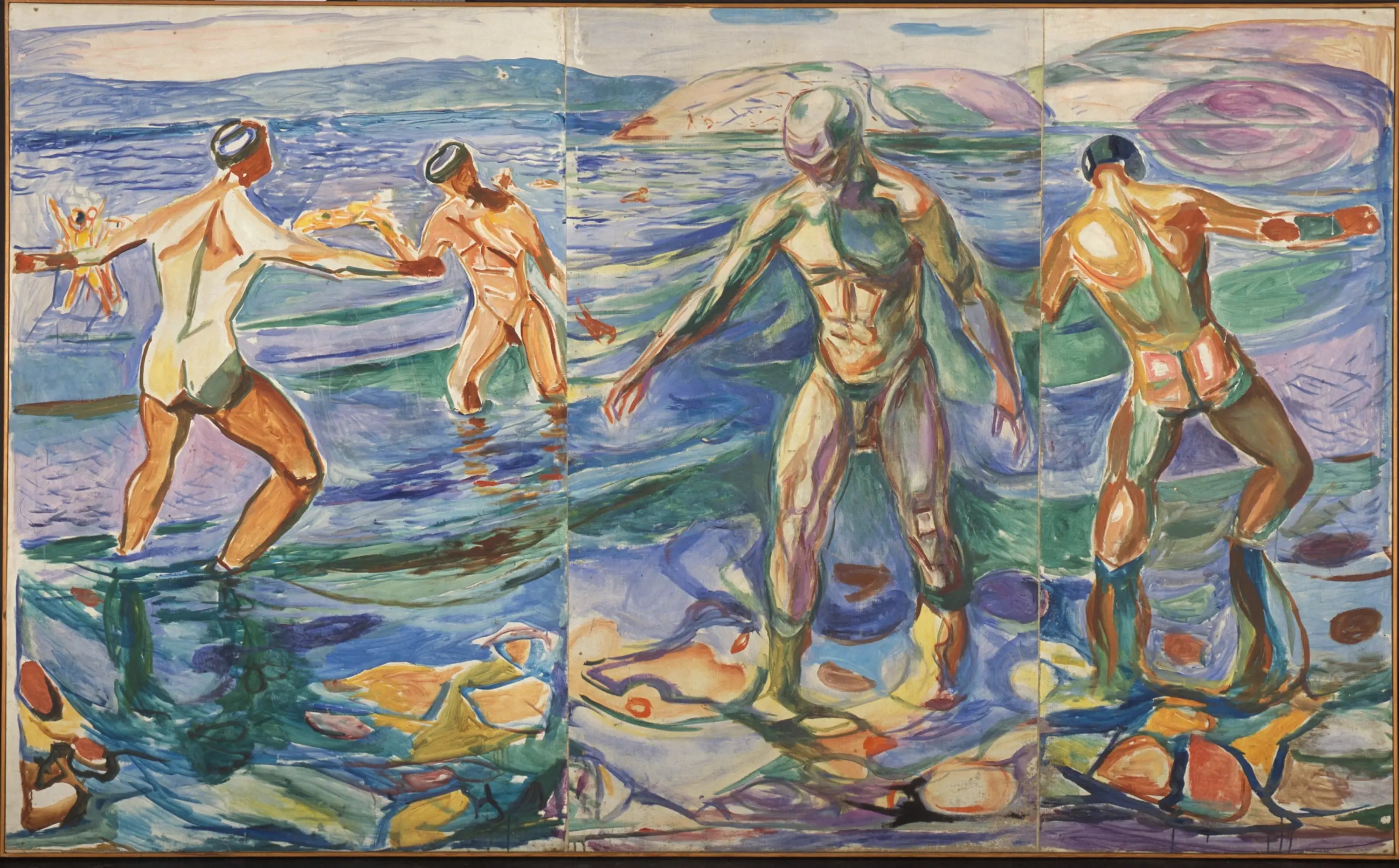 Reproduction du tableau « Les hommes se baignant - Edvard Munch » par Alpha Reproduction en peinture à l’huile