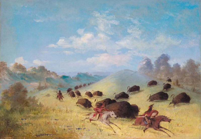 인디언 코만치가 창과 활로 버팔로를 사냥하는 모습 - 조지 캐틀린

Source:
Les Indiens Comanches chassant le bison avec des lances et des arcs - George Catlin