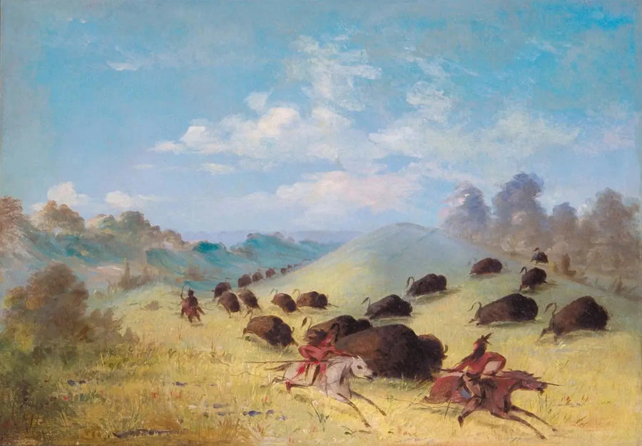 인디언 코만치가 창과 활로 버팔로를 사냥하는 모습 - 조지 캐틀린

Source:
Les Indiens Comanches chassant le bison avec des lances et des arcs - George Catlin