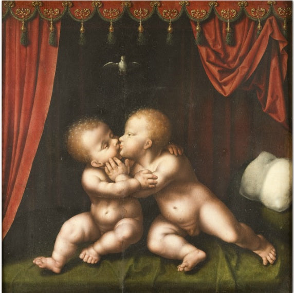성스러운 어린이들이 포옹하는 모습 - Joos van Cleve