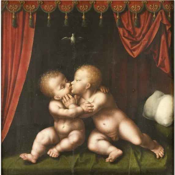 성스러운 어린이들이 포옹하는 모습 - Joos van Cleve