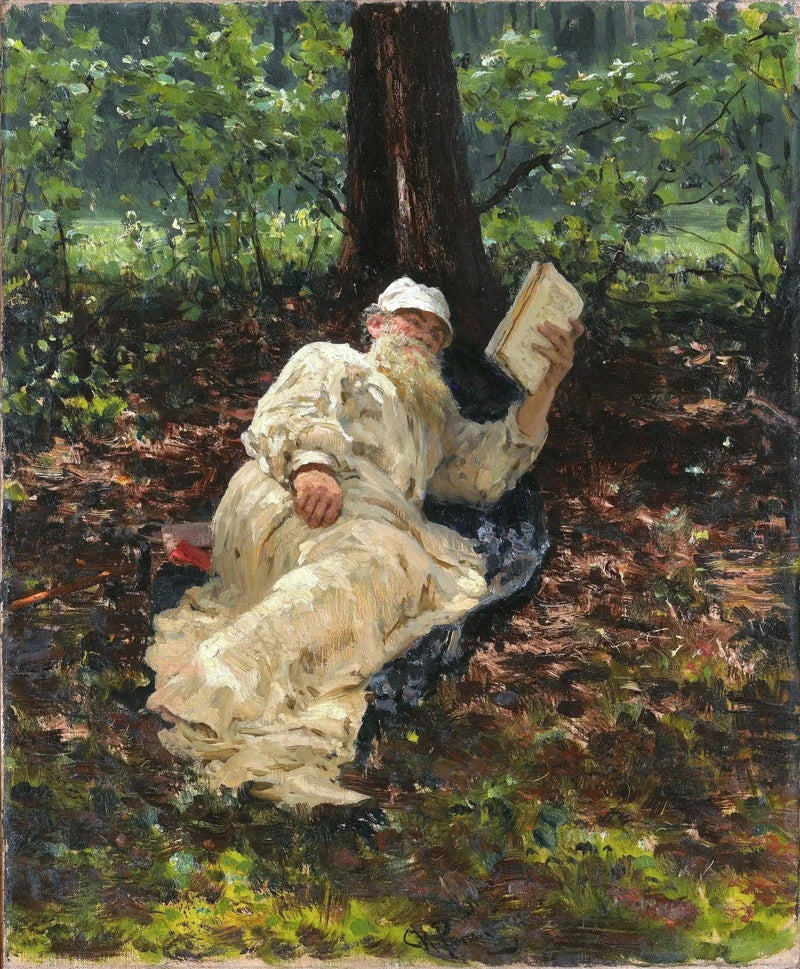 레프 니콜라예비치 톨스토이 숲속에서 휴식을 취하고 있다. - 일리야 레핀

Source:
Lev Nikolaïevitch Tolstoï se repose dans la forêt. - Ilya Repin