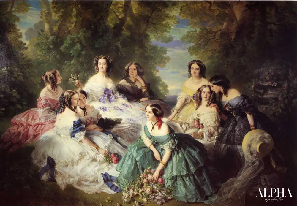 L'Impératrice Eugénie entourée de ses dames d'honneur - Franz Xaver Winterhalter - Reproductions de tableaux et peintures haut de gamme