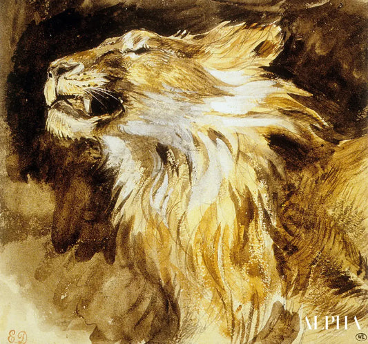 Lion rugissant - Eugène Delacroix - Reproductions de tableaux et peintures haut de gamme