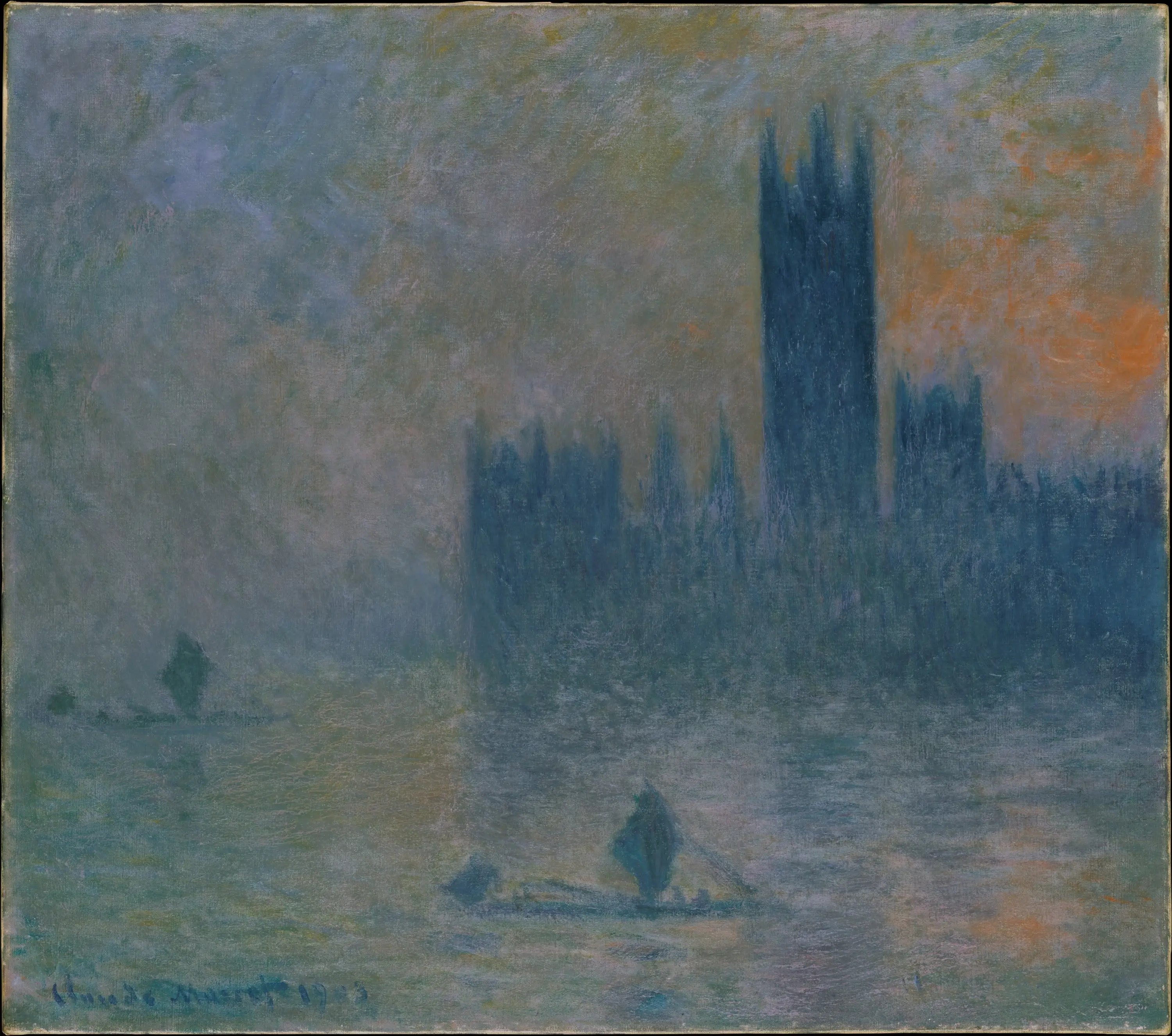 Londres, le Parlement (Effet de brouillard) - Claude Monet image 1 reproduction artisanale de tableau