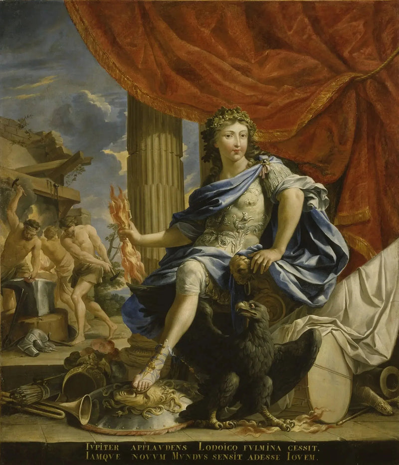 루이 14세와 프론드 전투에서 승리한 목성 - 찰스 푸에르송

Source:
Louis XIV et Jupiter vainqueur de la Fronde - Charles Poerson