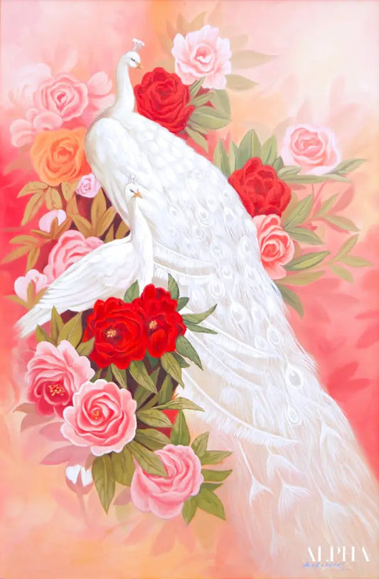 Love and White Peacock - Hudsadayuth | 60 x 90 cm Reproductions de tableaux à la peinture à l’huile