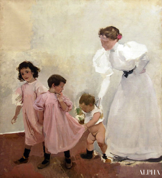 Ma femme et mes enfants - Sorolla - Reproductions de tableaux et peintures haut de gamme