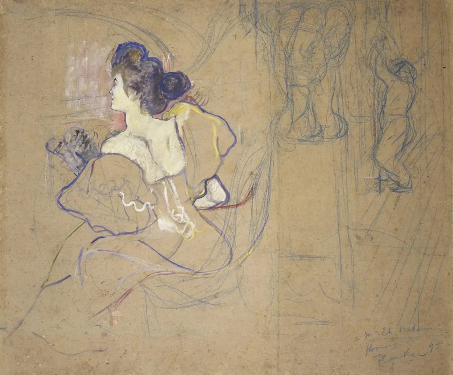 마담 타데에 나탄손 (미시아 고데브스카, 1872-1950) 극장에서 - 앙리 드 툴루즈-로트렉