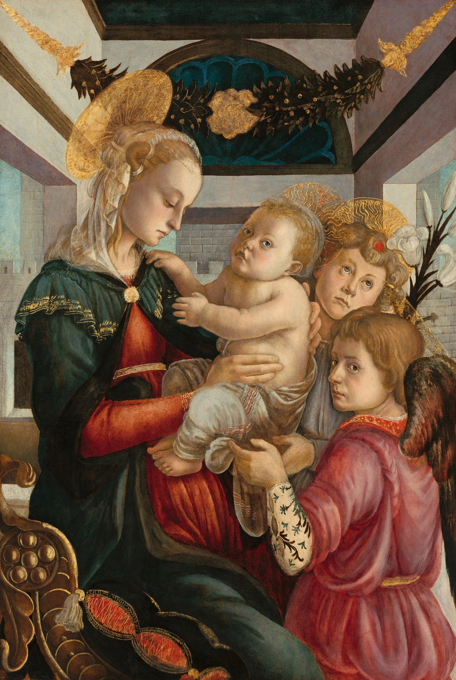 La Vierge et l’Enfant avec des anges attribuée à Botticelli, National Gallery of Art – reproduction peinture à l’huile sur toile