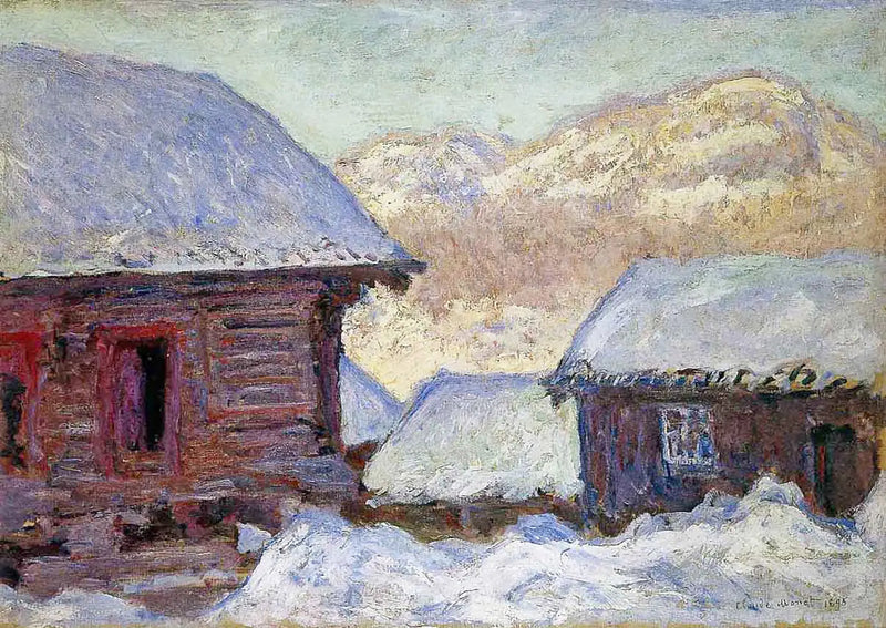 눈 속의 집들과 콜사스 산 - Claude Monet