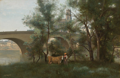 Mantes les bords de la Seine au pied du pont - Jean-Baptiste Camille Corot - Alpha Reproduction