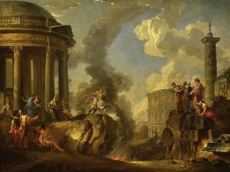 마커스 쿠르티우스가 만에 뛰어드는 모습 - 조반니 파올로 파니니

Source:
Marcus Curtius sautant dans le golfe - Giovanni Paolo Panini
