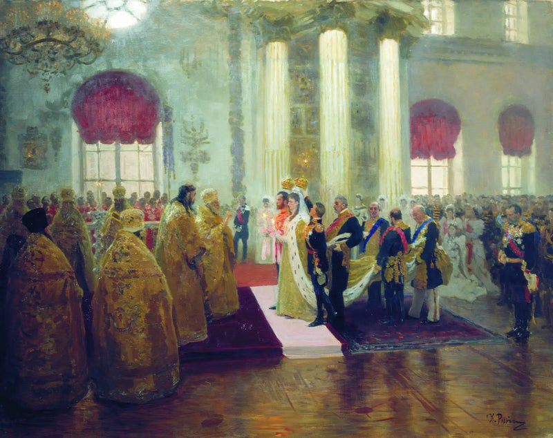니콜라이 2세와 대공비 알렉산드라 페도로브나의 결혼식. - 일리야 레핀

Source:
Mariage de Nicolas II et de la grande-duchesse Alexandra Feodorovna. - Ilya Repin