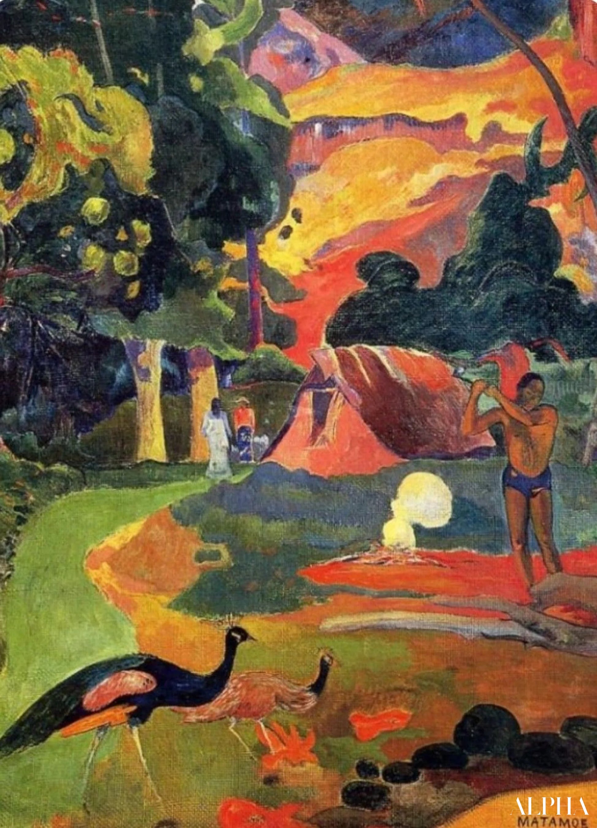 마타모에 또는 공작새가 있는 풍경 - Paul Gauguin - 고급 그림 및 회화 복제본