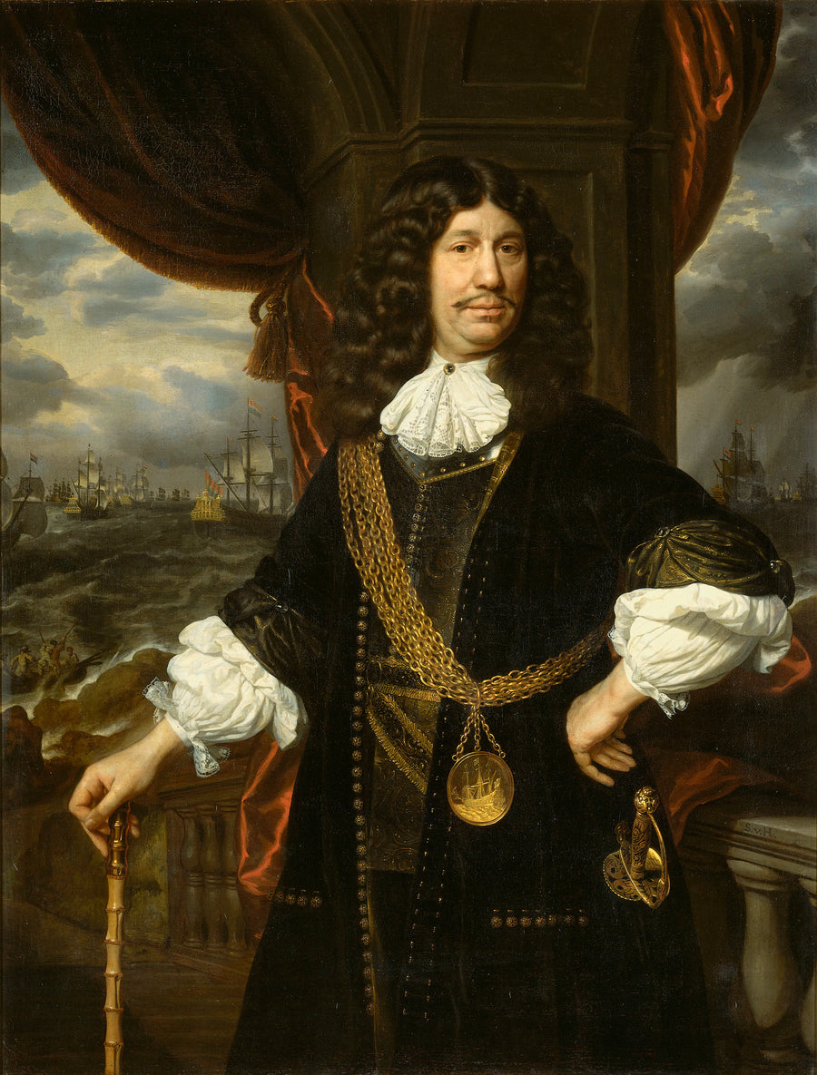 Mattheus van den Broucke (1620-85). Conseil des Indes, orné de la chaîne en or et de la médaille que lui offrit la VOC en 1670 - Samuel van Hoogstraten