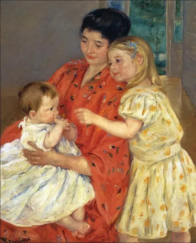 Mère et deux enfants - 1901 - Mary Cassatt image 1 reproduction réalisée par Alpha Reproduction
