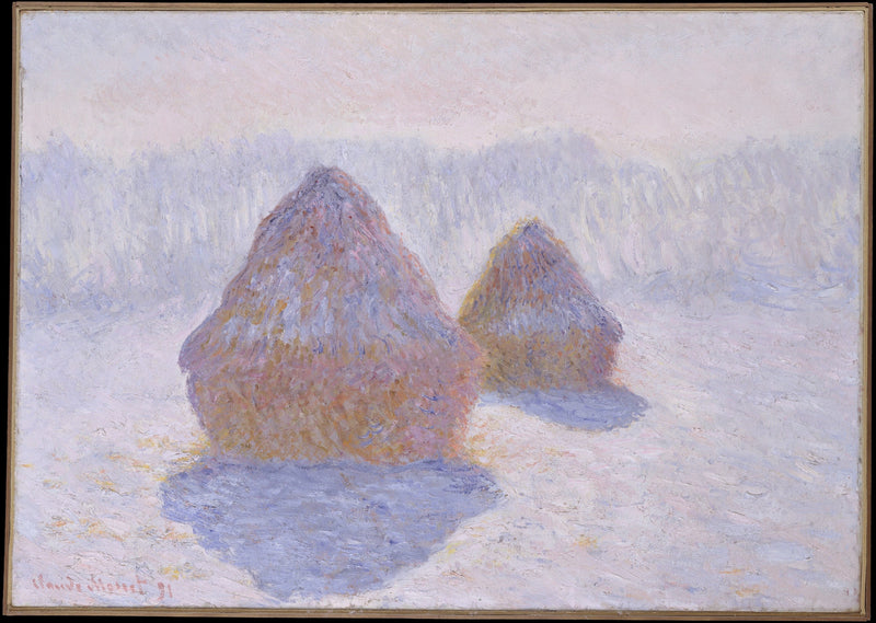 건초 더미: 눈 효과 - Claude Monet