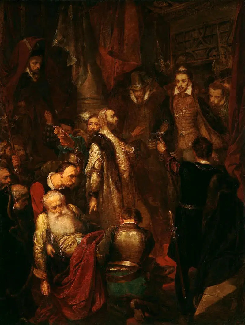 Jan Matejko가 그린 헨리크 와레지의 대관식 중 와포스키의 살인 사건

Source:
Meurtre de Wapowski lors du couronnement d'Henryk Walezy par Jan Matejko - Jan Matejko