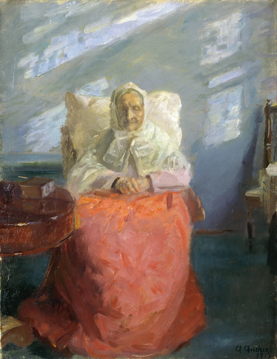 Mme Ane Brøndum dans la chambre bleue - Anna Ancher